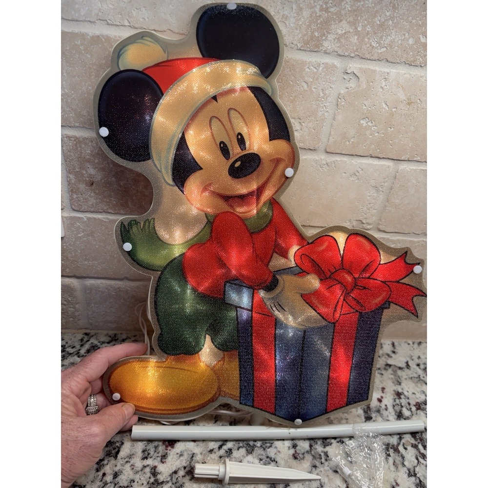Vintage Mickey Mouse‎ Lighted Window Decor Glitter Glow Holiday 14"